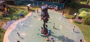 A view of the 16 foot sculpture "Jack & the Beanstalk" at Na 'Aina Kai Botanical Gardens